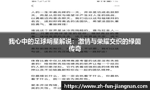 我心中的足球明星解说：激情与荣耀交织的绿茵传奇